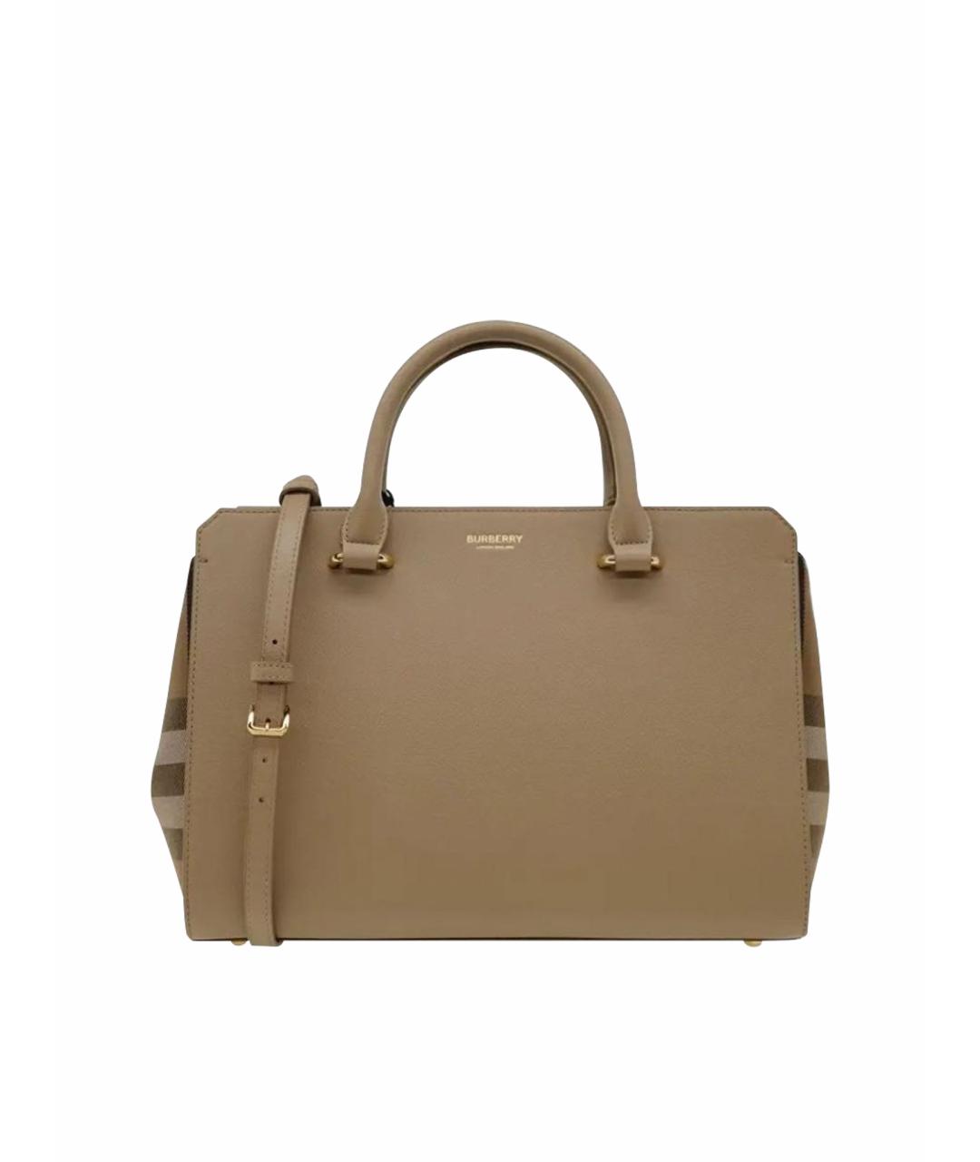 BURBERRY Коричневая кожаная сумка с короткими ручками, фото 1
