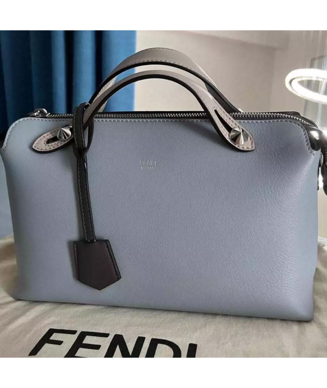 FENDI Голубая кожаная сумка с короткими ручками, фото 2