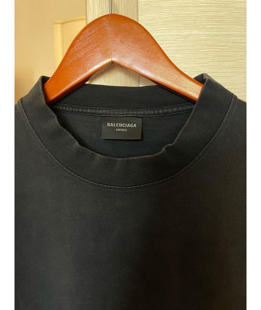 BALENCIAGA Черная хлопковая футболка, фото 3