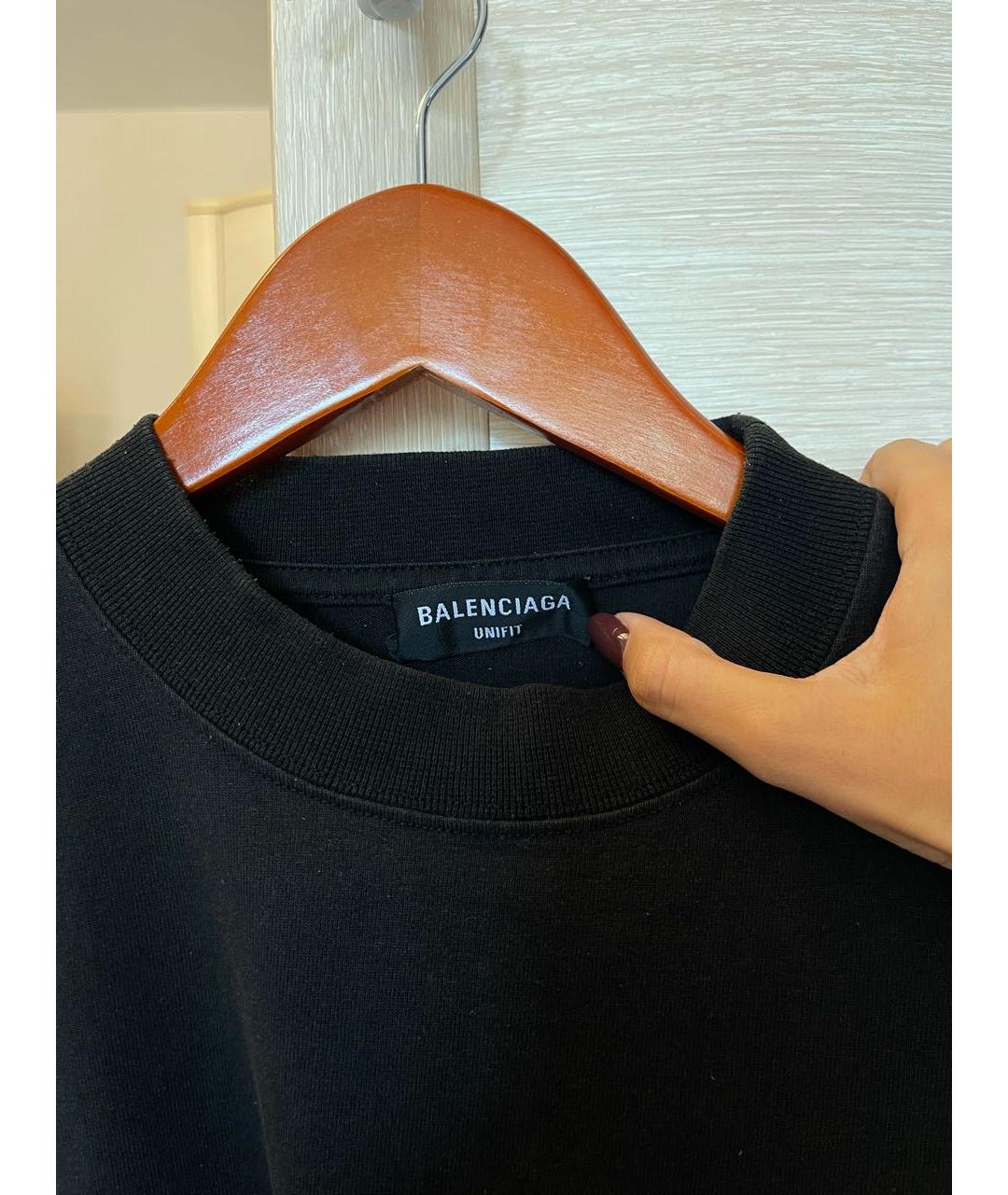 BALENCIAGA Черная хлопковая футболка, фото 3