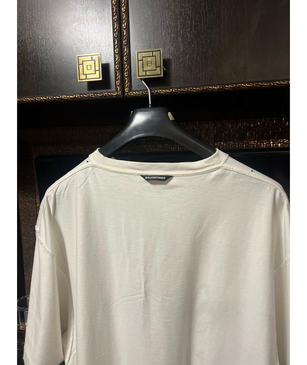 BALENCIAGA Белая хлопковая футболка, фото 3