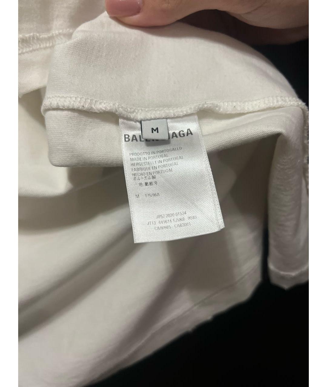 BALENCIAGA Белая хлопковая футболка, фото 5
