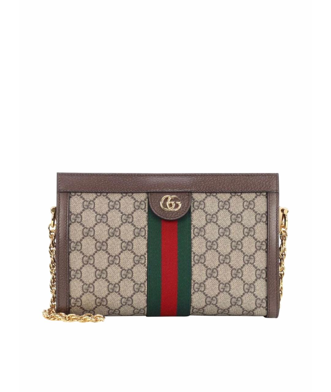GUCCI Коричневая кожаная сумка через плечо, фото 1