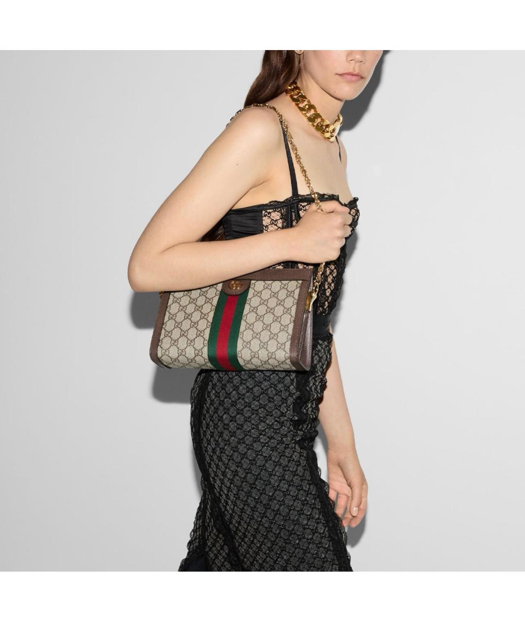 GUCCI Коричневая кожаная сумка через плечо, фото 8