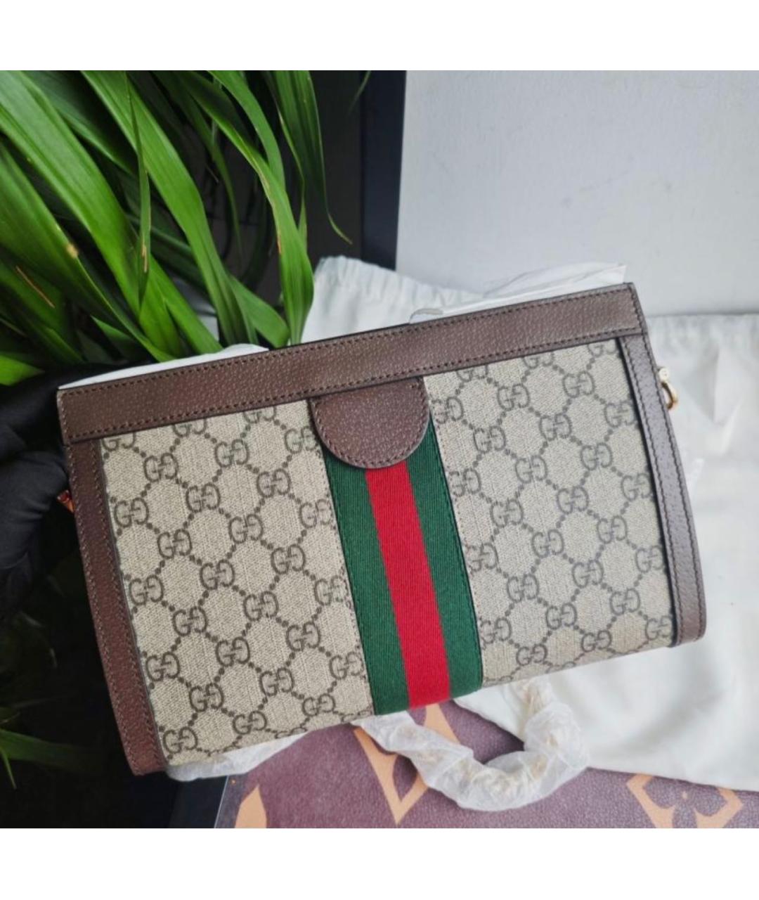 GUCCI Коричневая кожаная сумка через плечо, фото 3