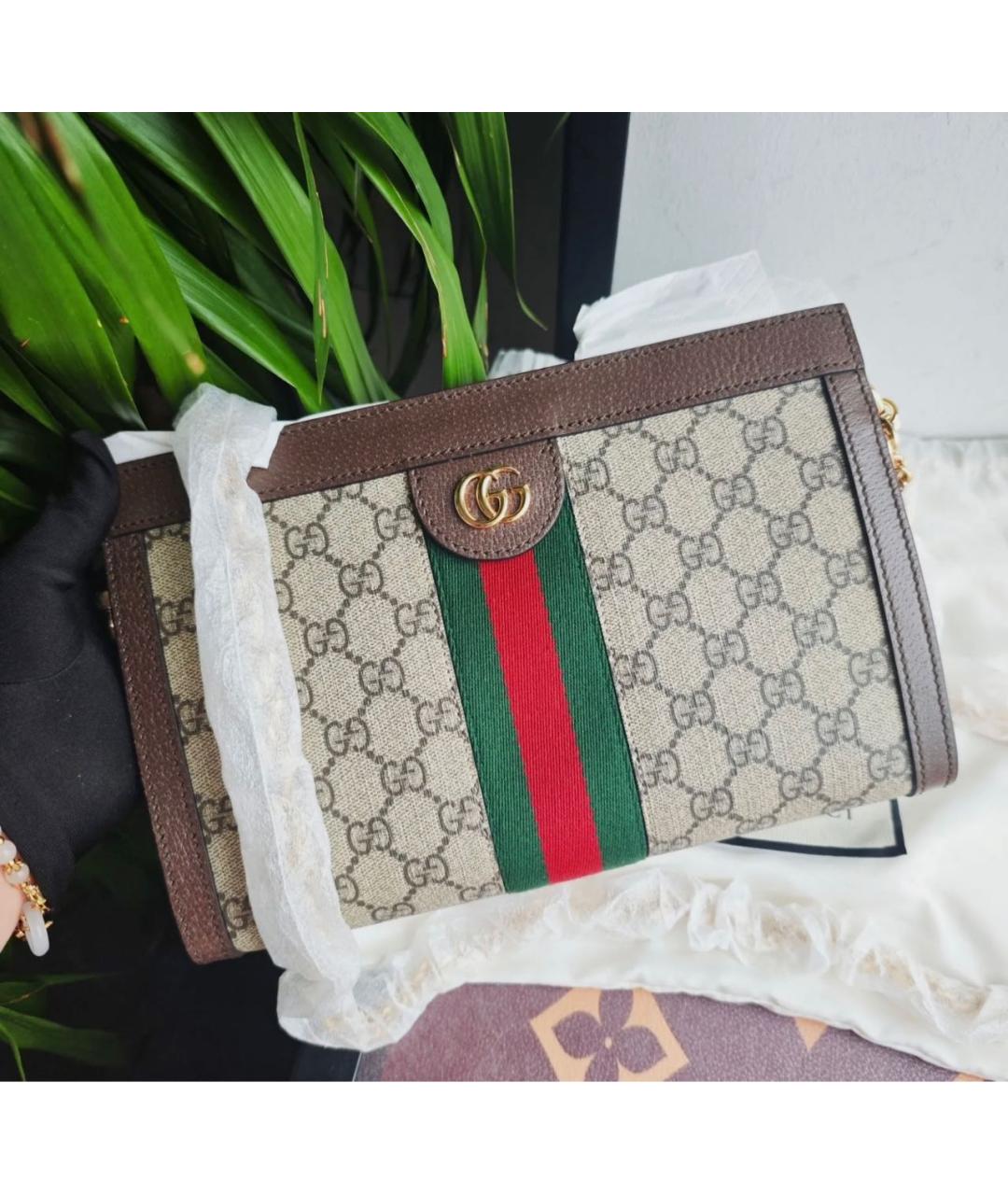 GUCCI Коричневая кожаная сумка через плечо, фото 2