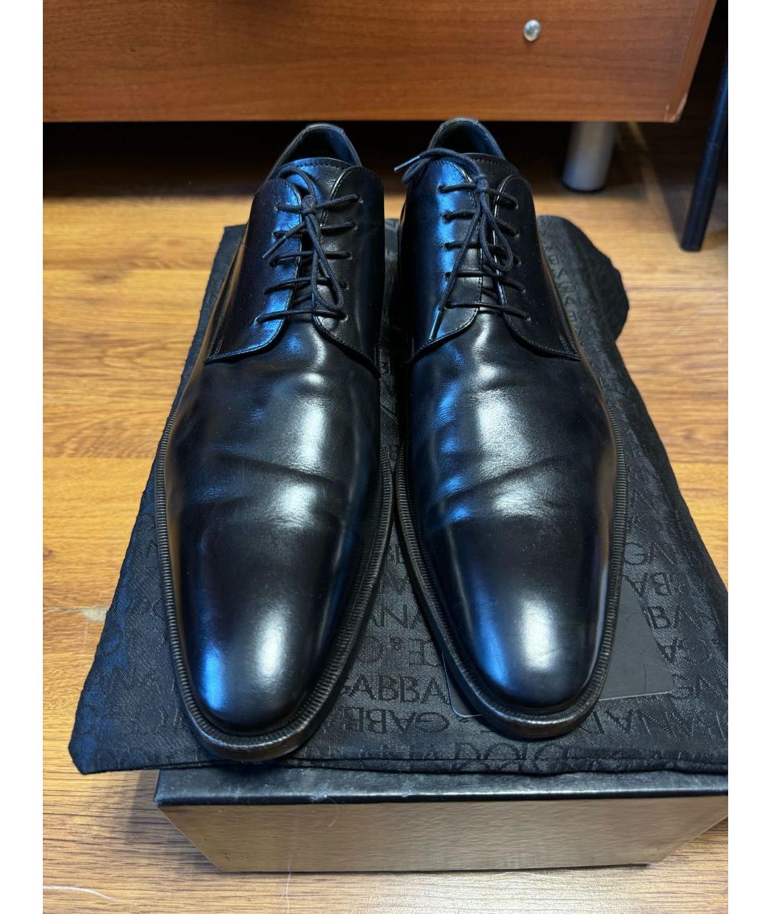 DOLCE&GABBANA Черные кожаные туфли, фото 2