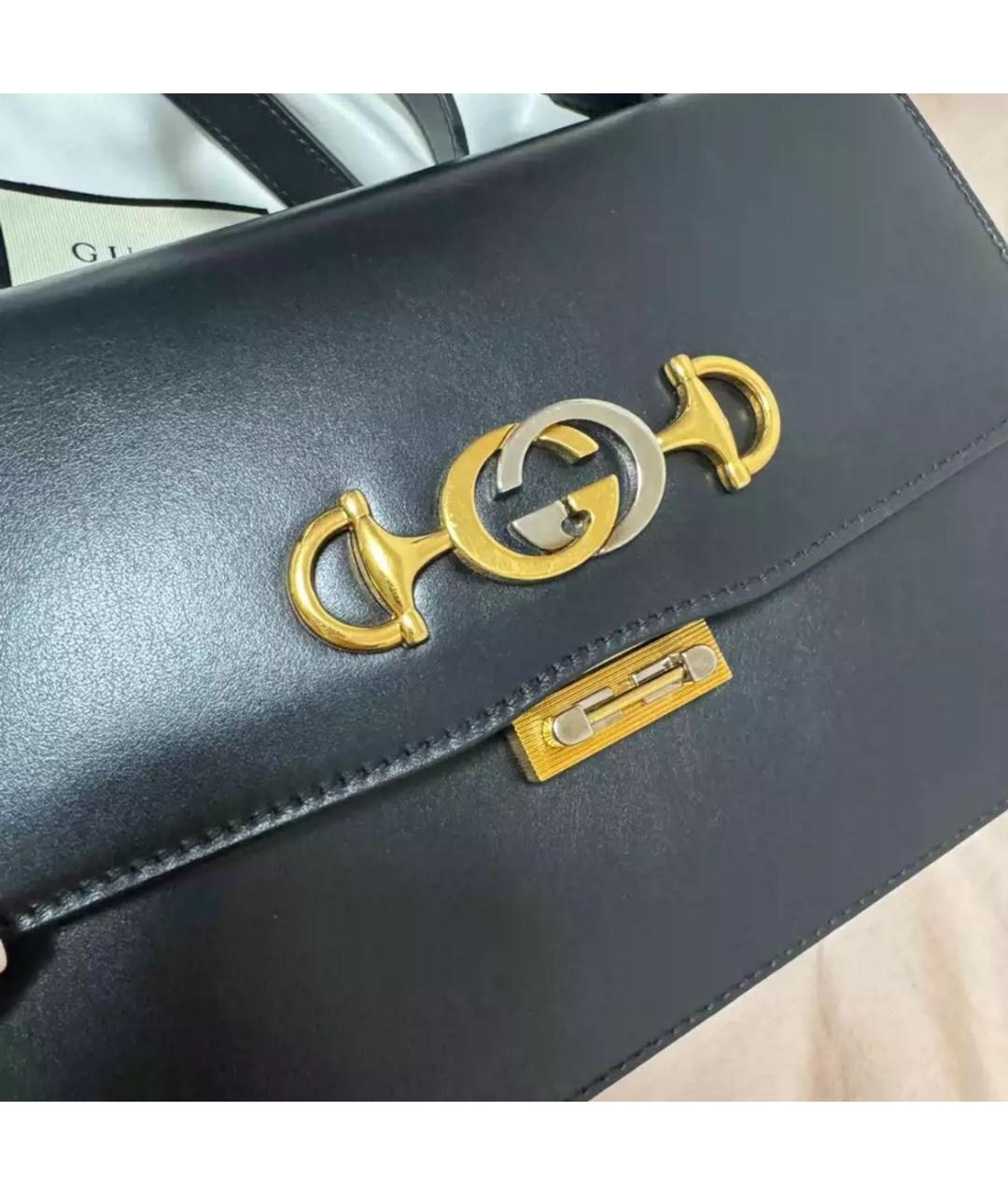 GUCCI Черная кожаная сумка через плечо, фото 3