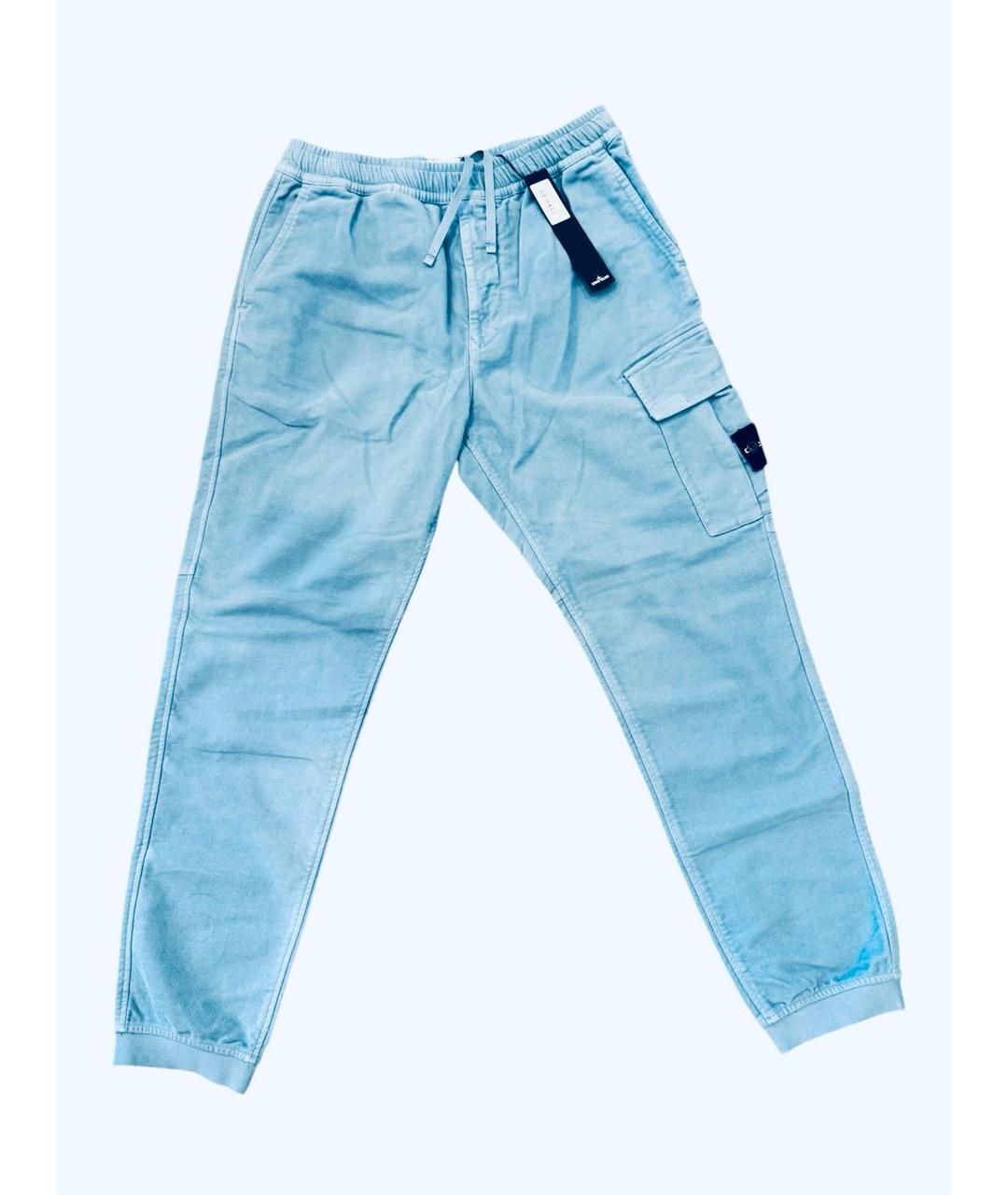 STONE ISLAND Голубые хлопковые брюки чинос, фото 4