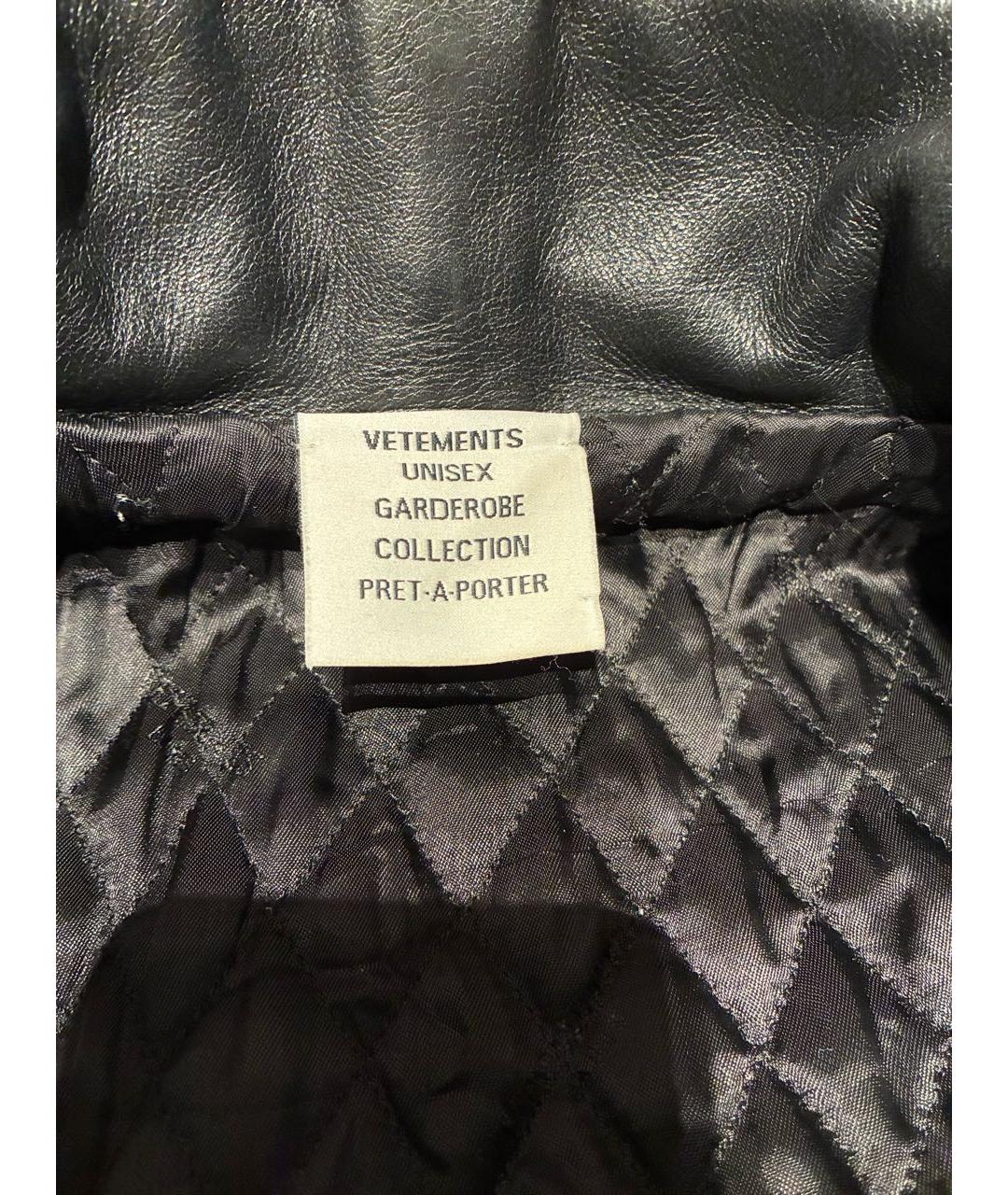 VETEMENTS Черная кожаная куртка, фото 3