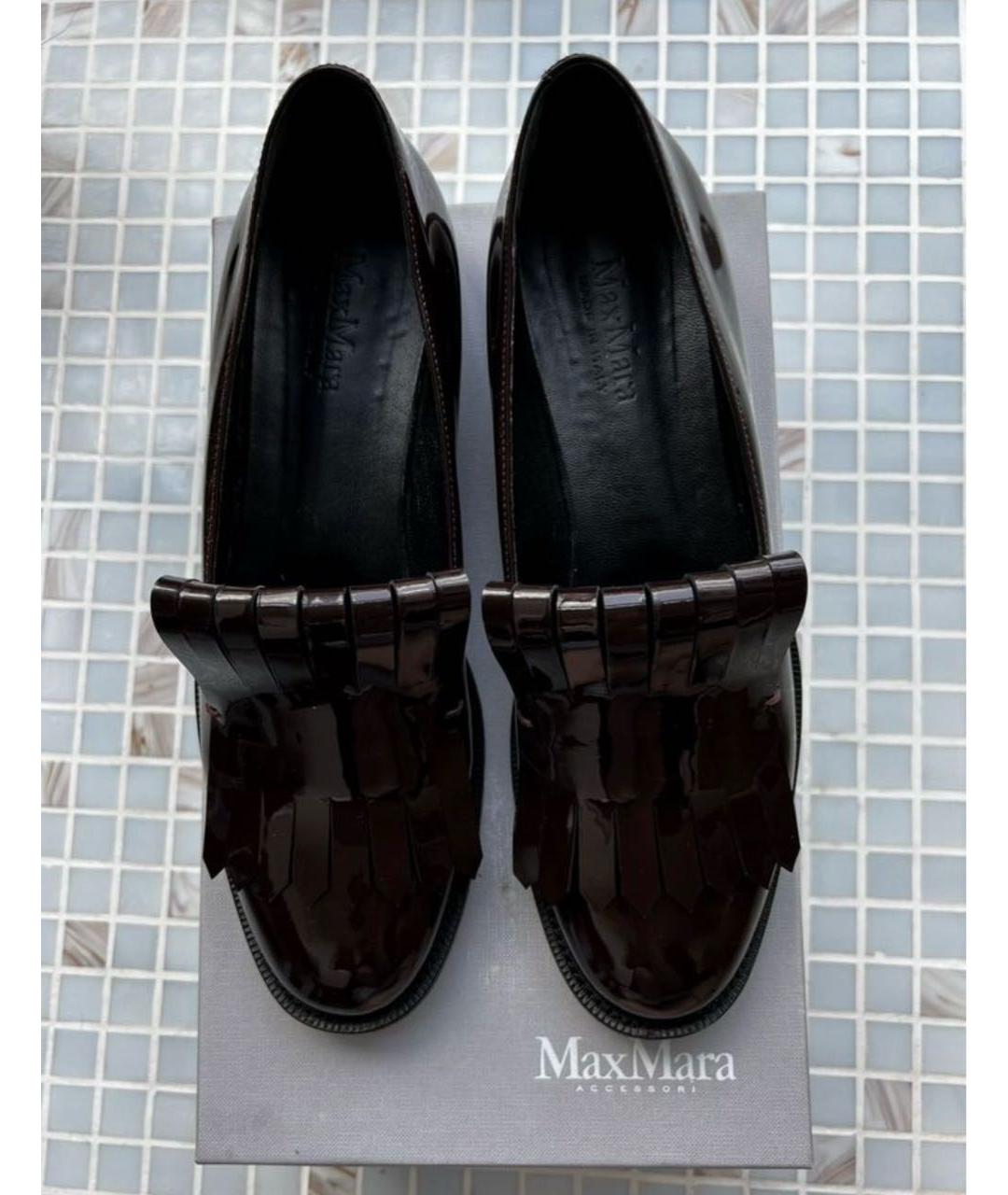 MAX MARA Бордовые лоферы из лакированной кожи, фото 3