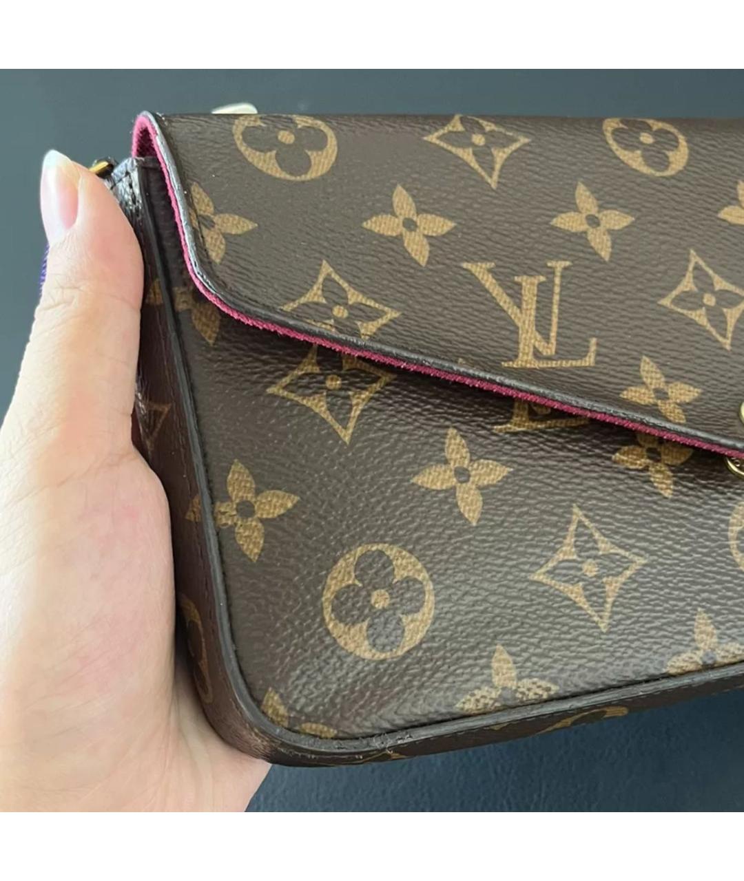 LOUIS VUITTON Коричневая кожаная сумка через плечо, фото 4