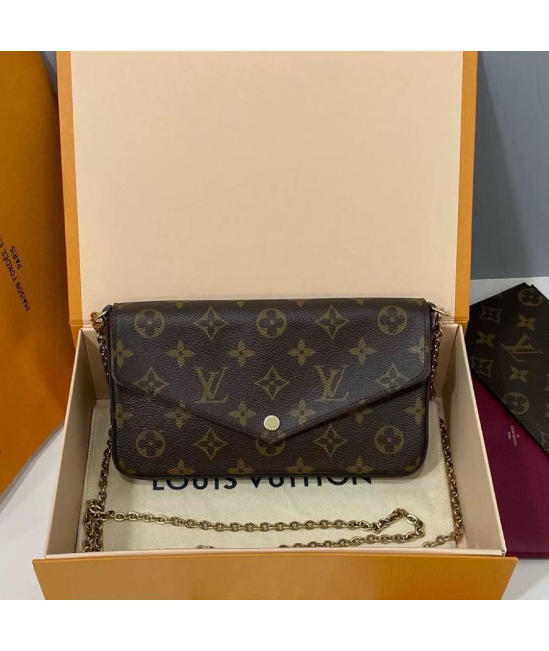 LOUIS VUITTON Коричневая кожаная сумка через плечо, фото 2