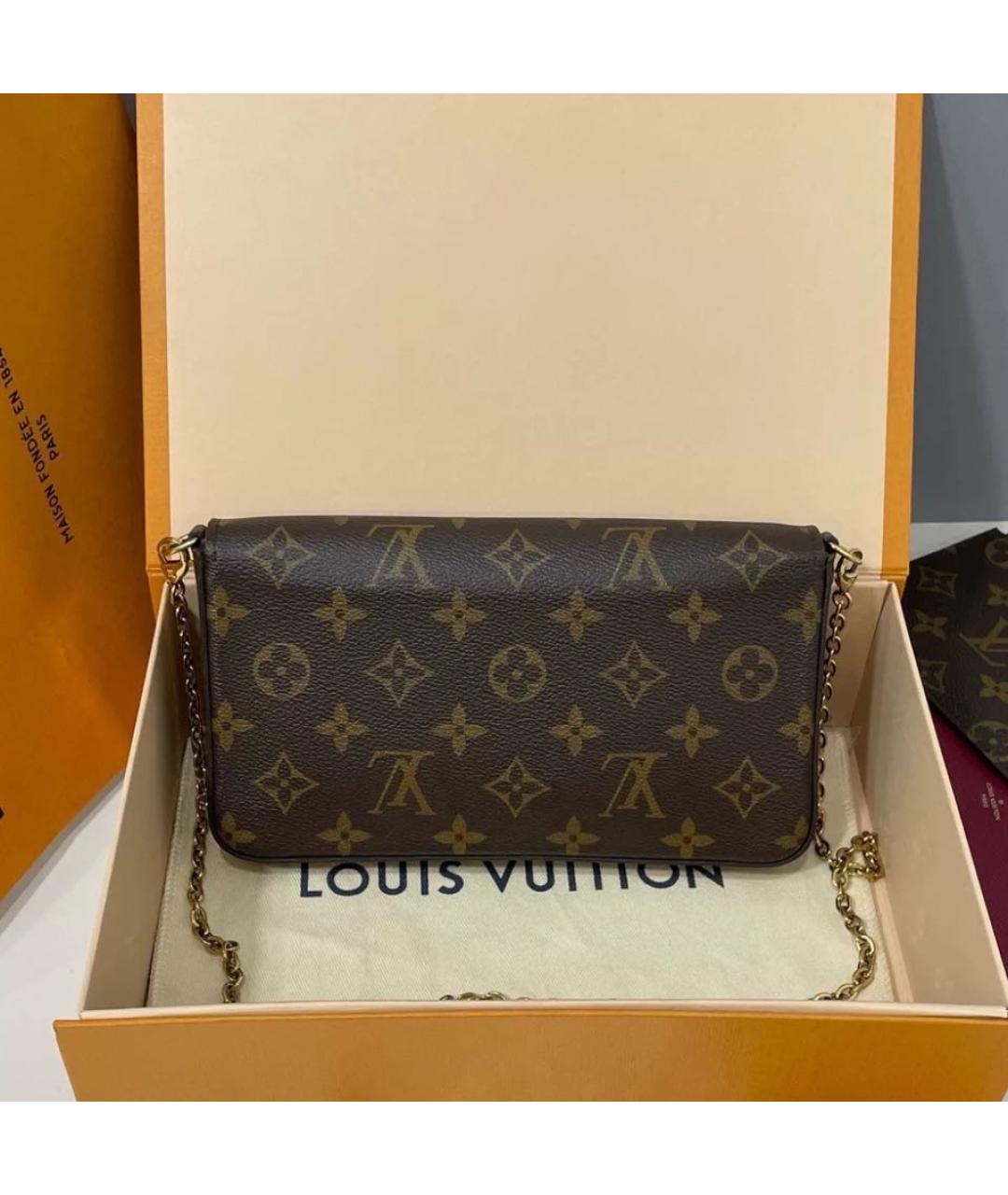 LOUIS VUITTON Коричневая кожаная сумка через плечо, фото 3