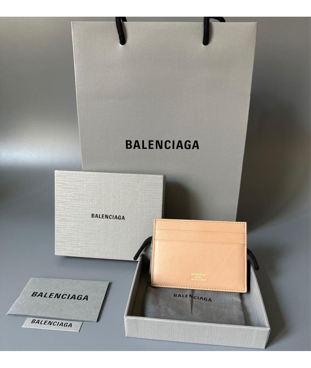 BALENCIAGA Бежевый кожаный кардхолдер, фото 2