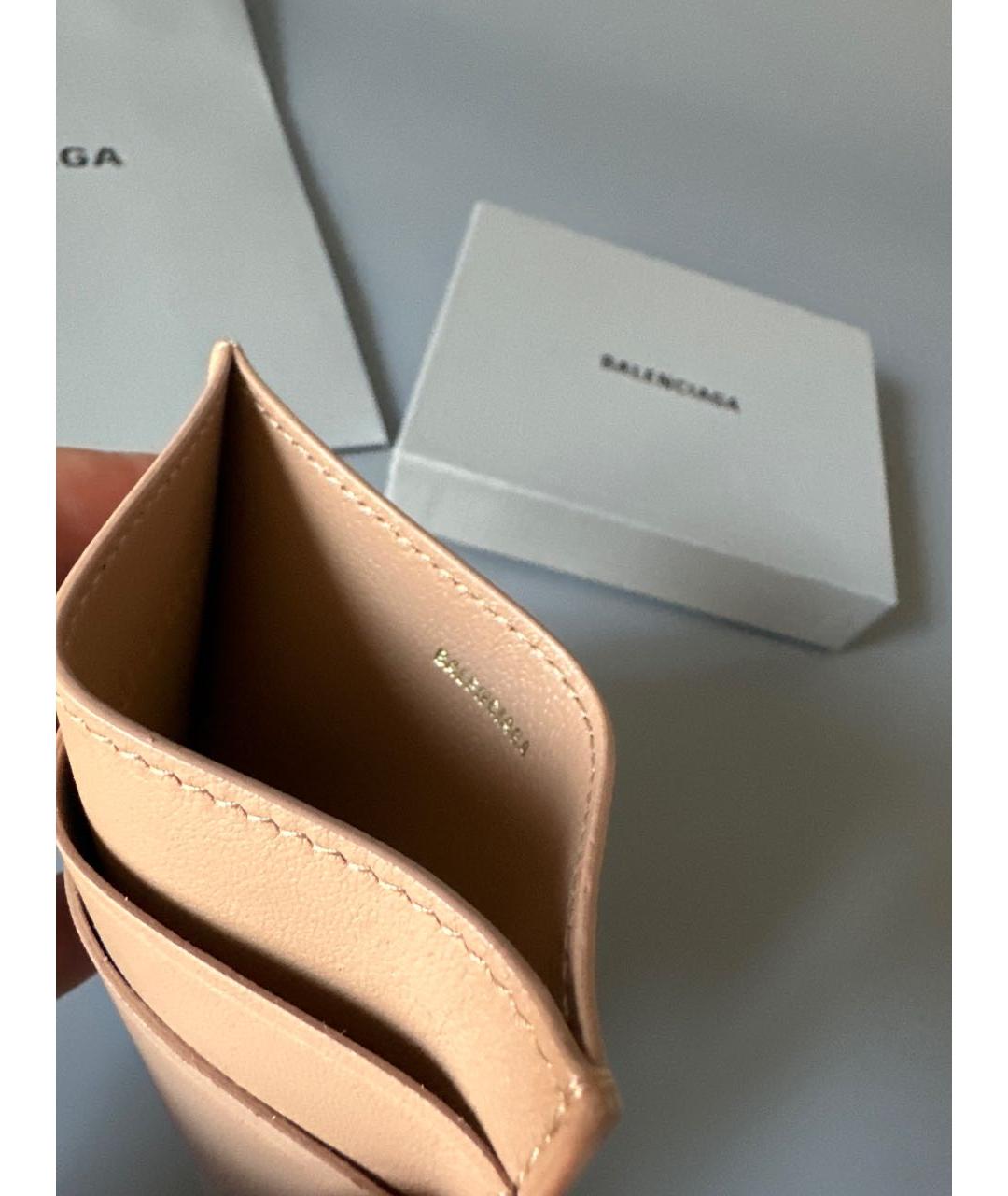 BALENCIAGA Бежевый кожаный кардхолдер, фото 4