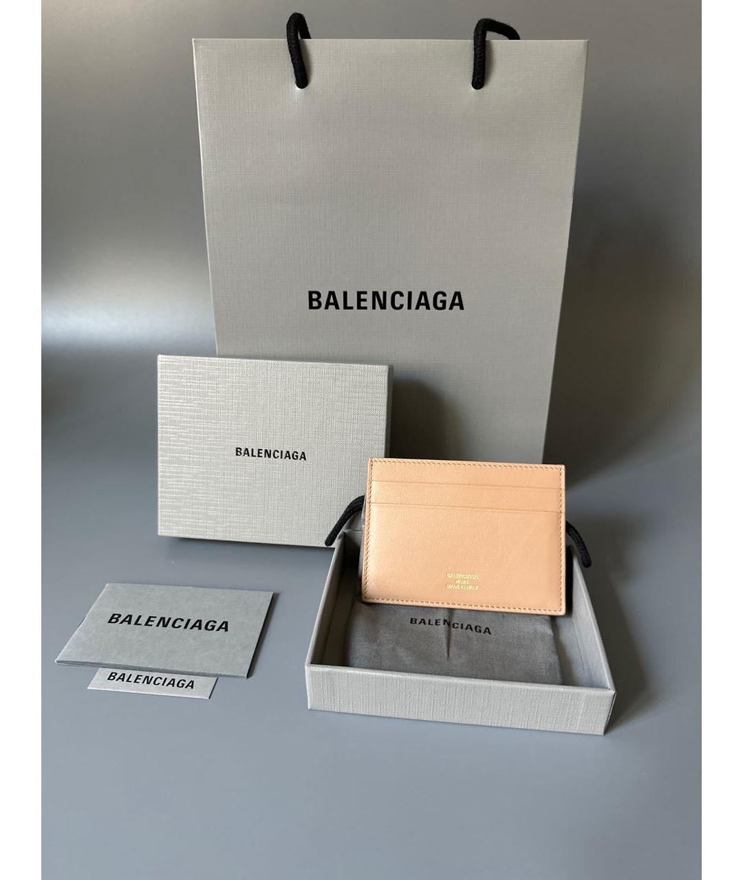 BALENCIAGA Бежевый кожаный кардхолдер, фото 7