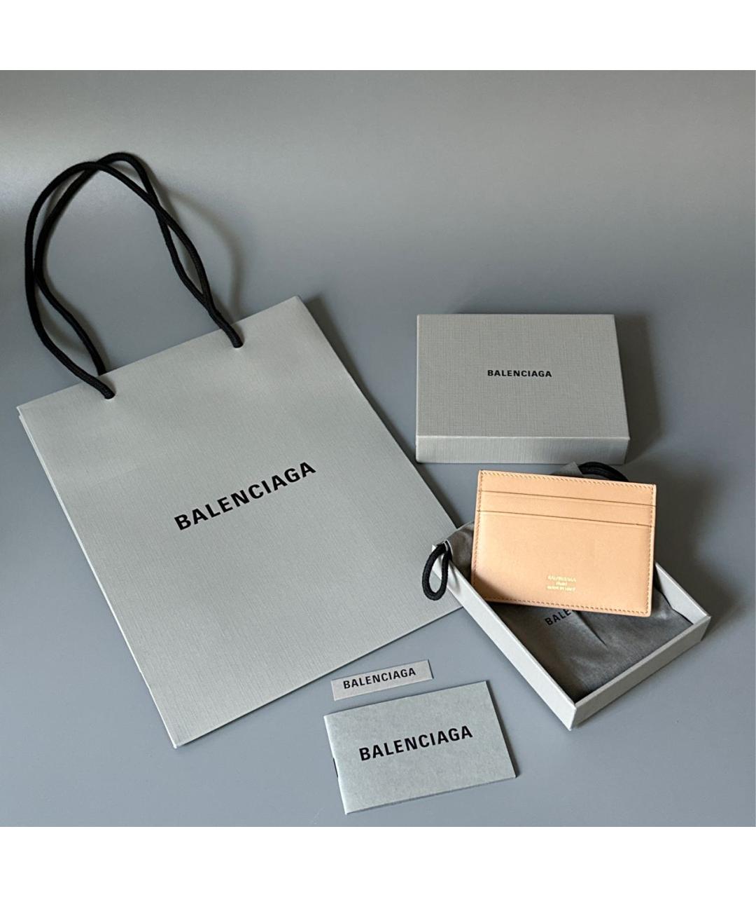 BALENCIAGA Бежевый кожаный кардхолдер, фото 6