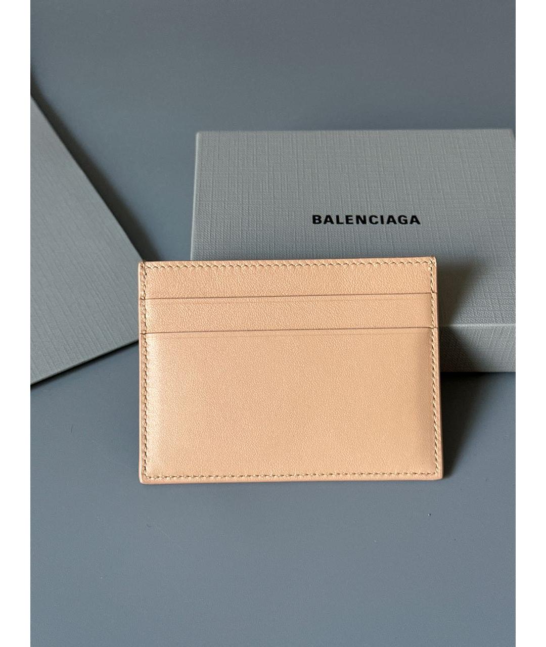 BALENCIAGA Бежевый кожаный кардхолдер, фото 3