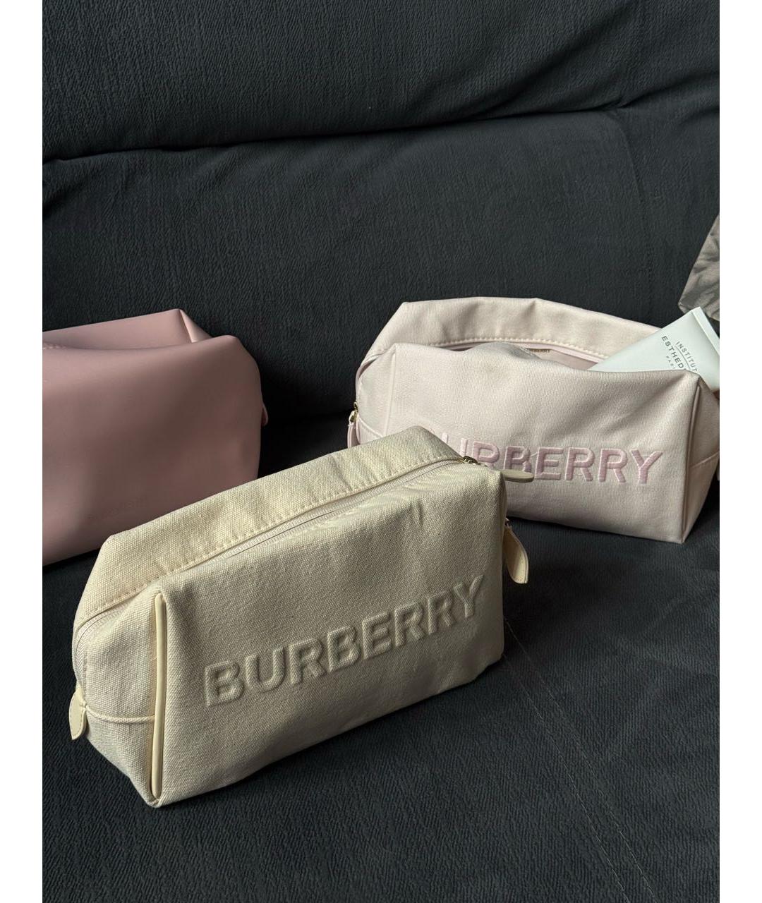 BURBERRY Бежевая хлопковая косметичка, фото 3