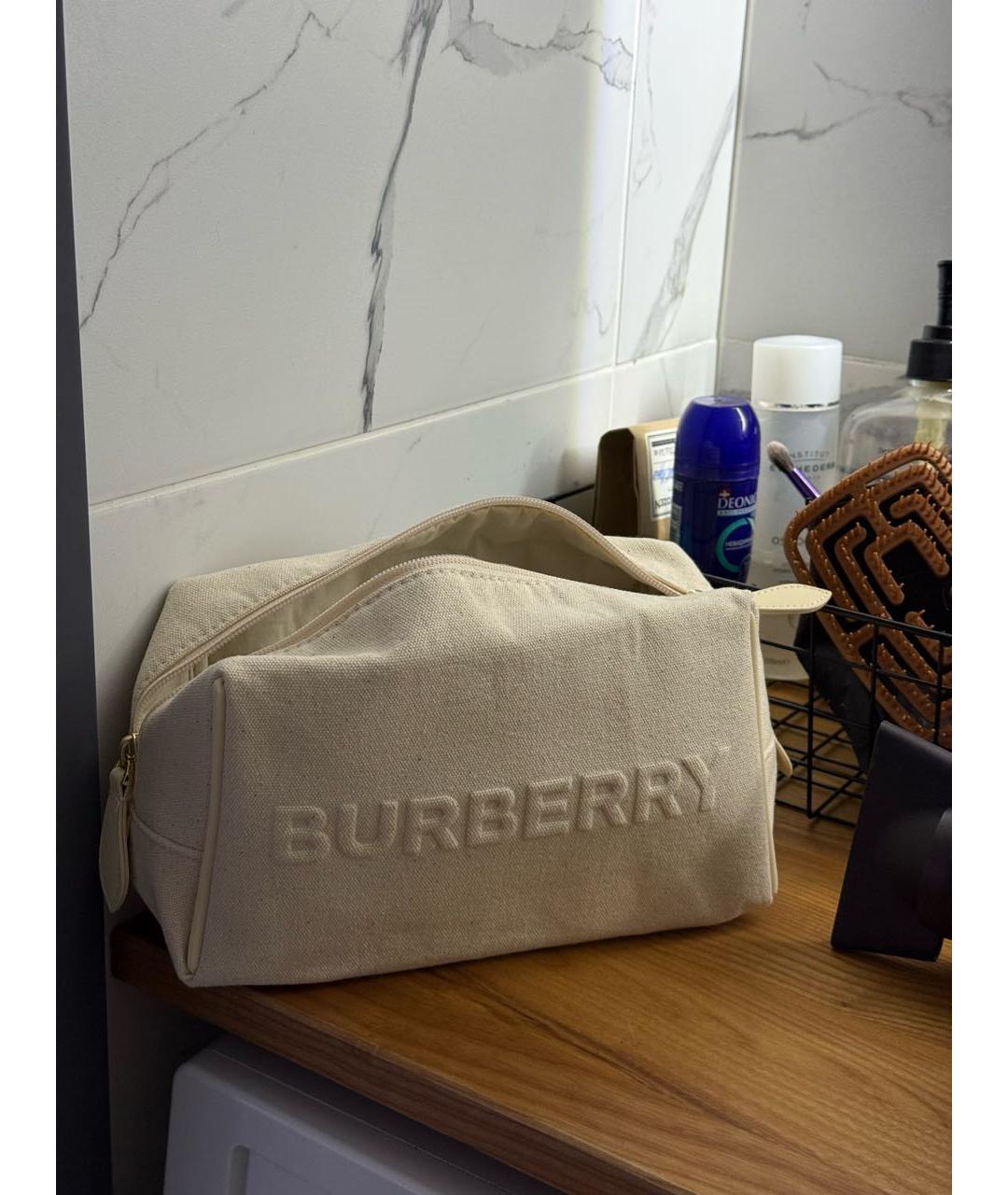 BURBERRY Бежевая хлопковая косметичка, фото 2