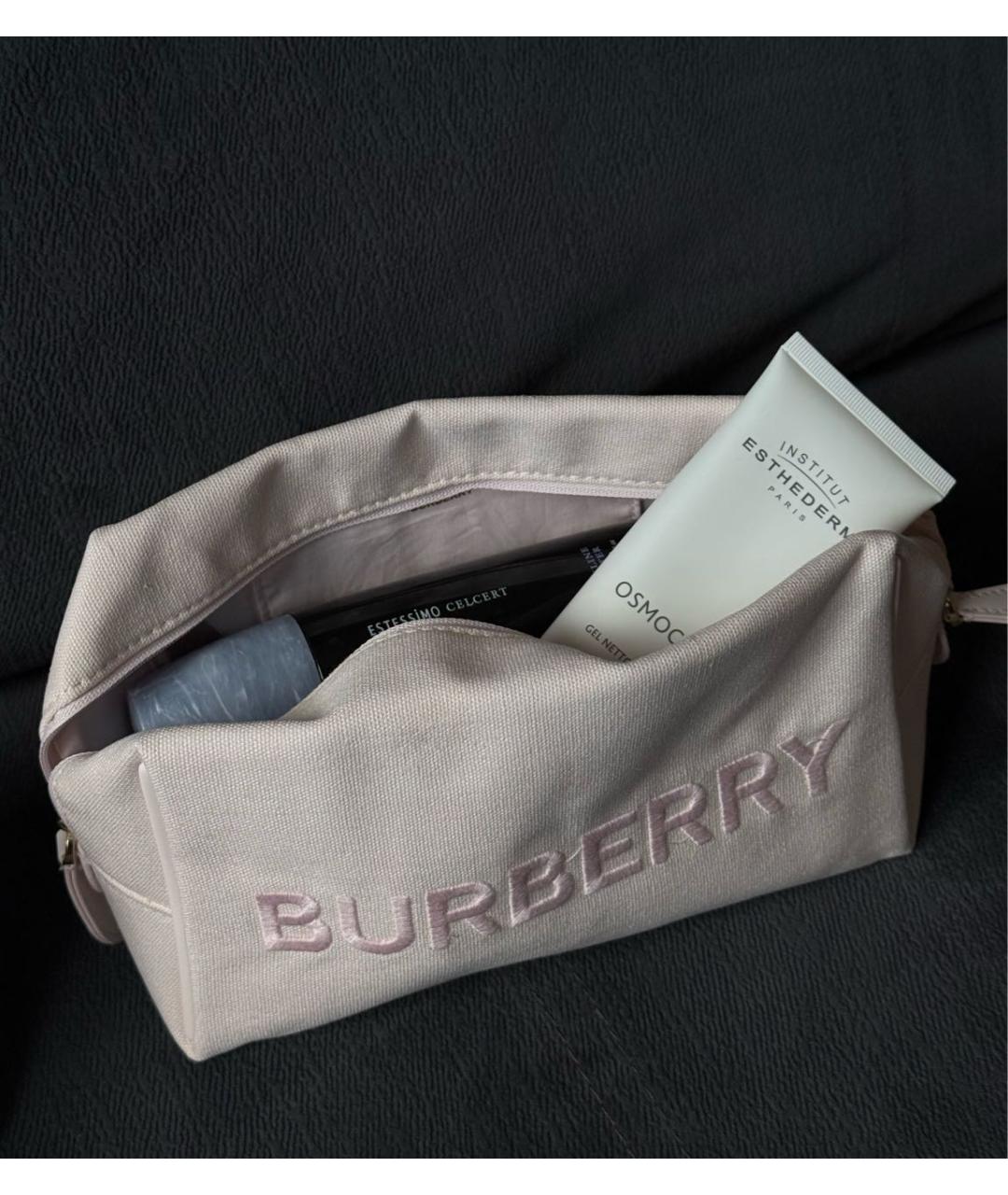 BURBERRY Розовая хлопковая косметичка, фото 3