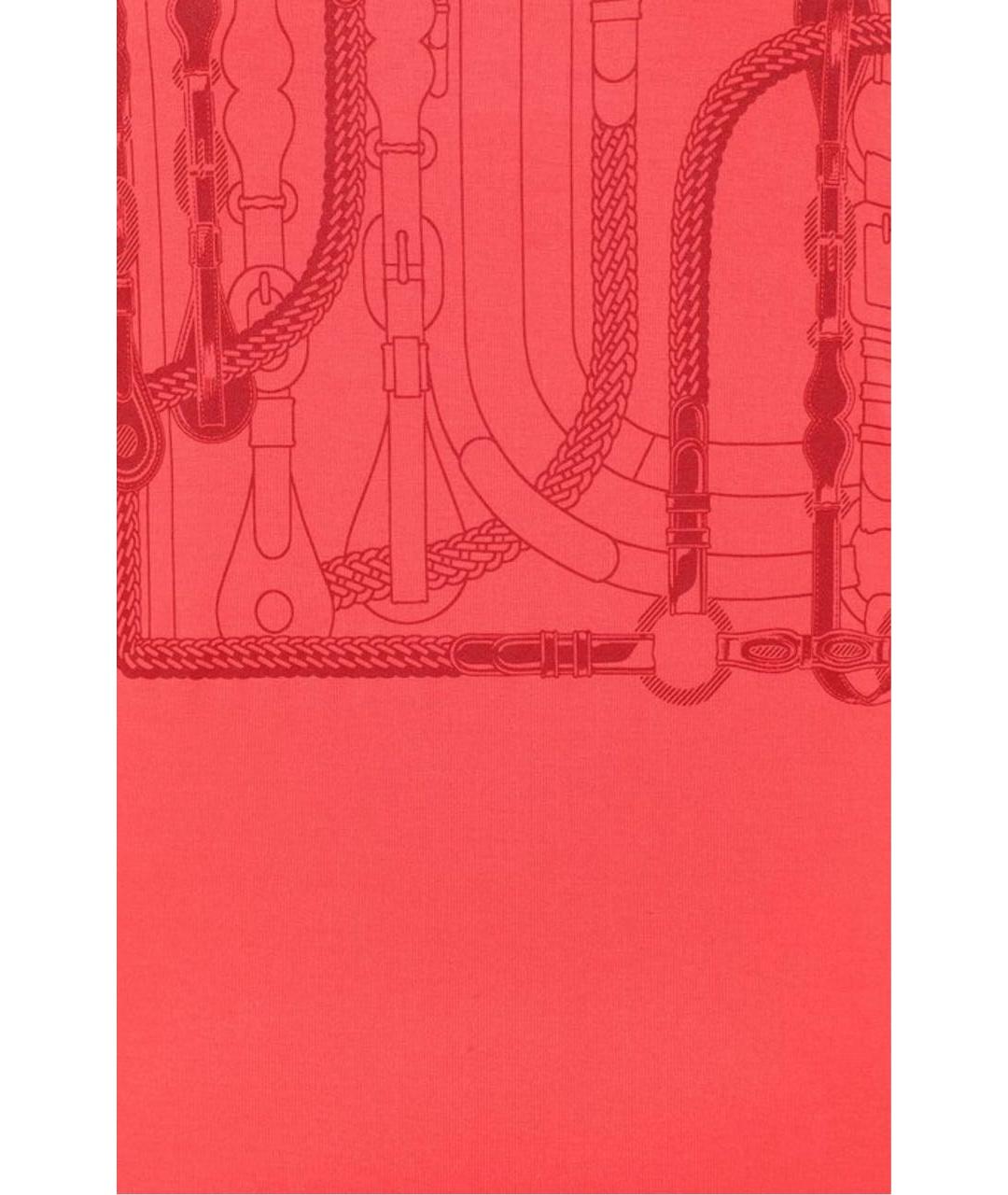 HERMES Коралловая хлопко-эластановая футболка, фото 3