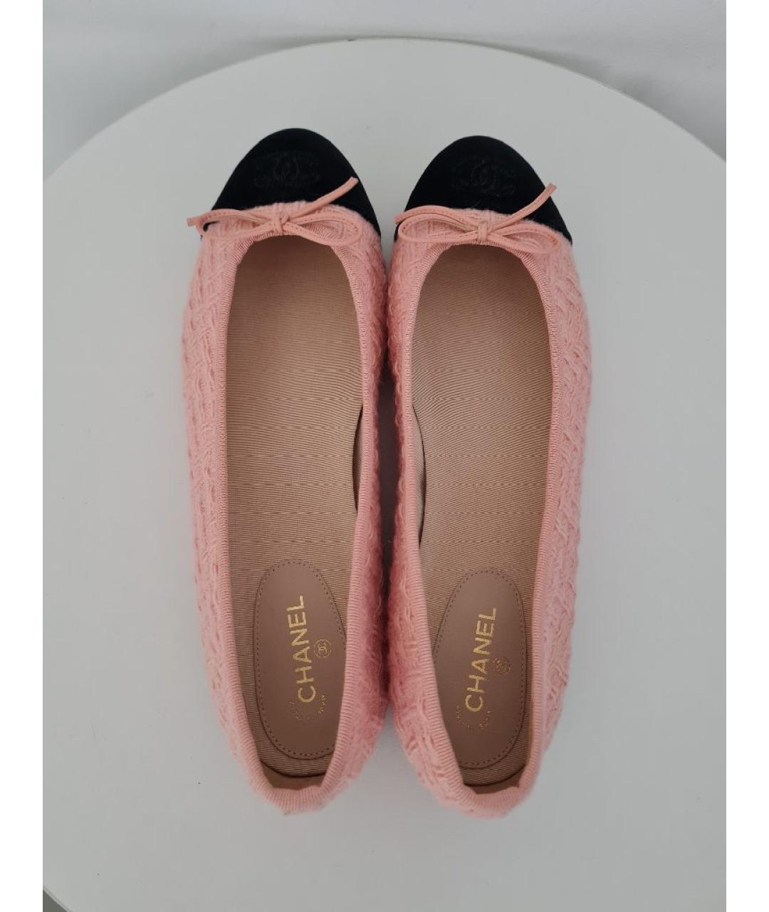 CHANEL Розовые текстильные балетки, фото 3