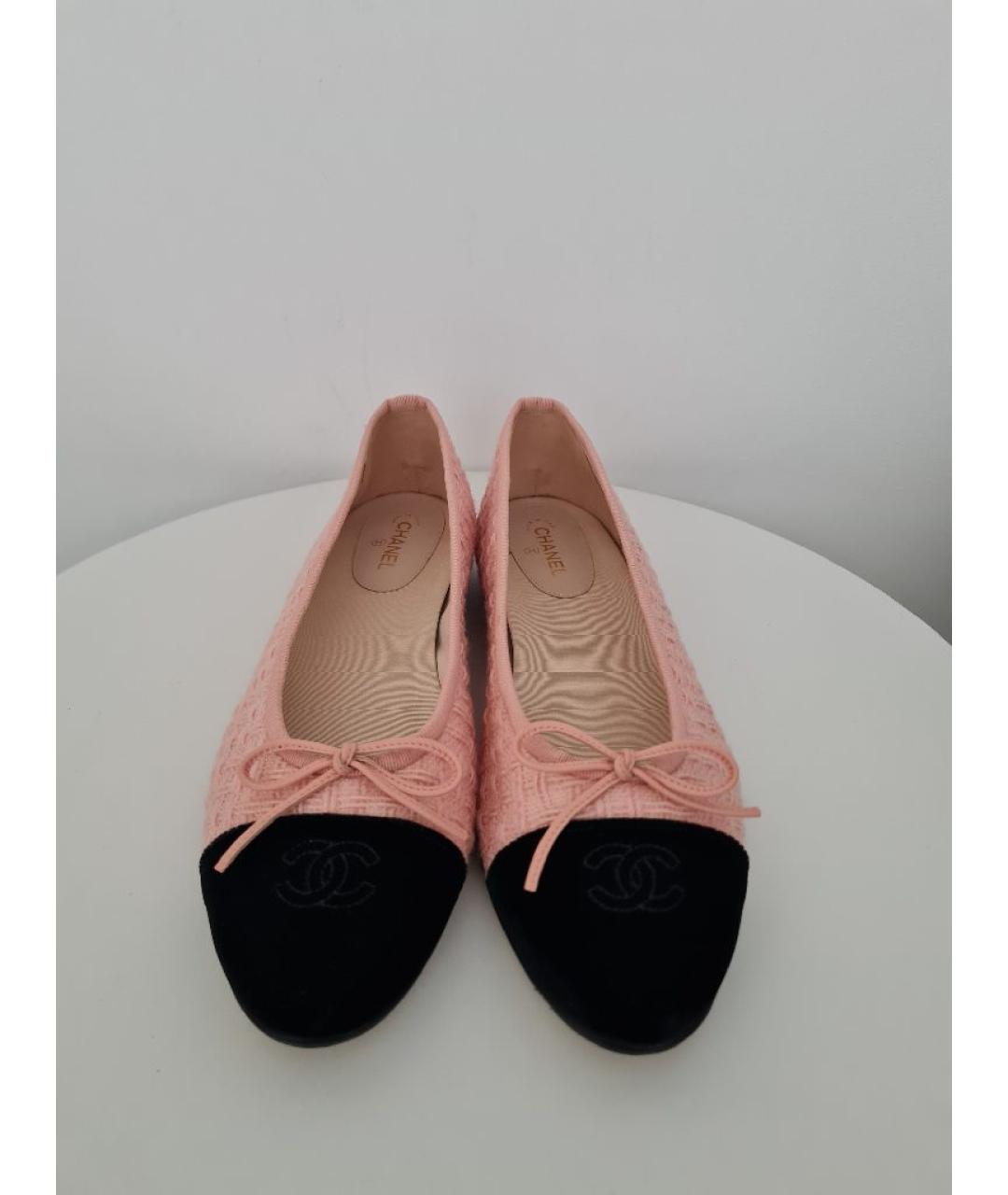 CHANEL Розовые текстильные балетки, фото 2