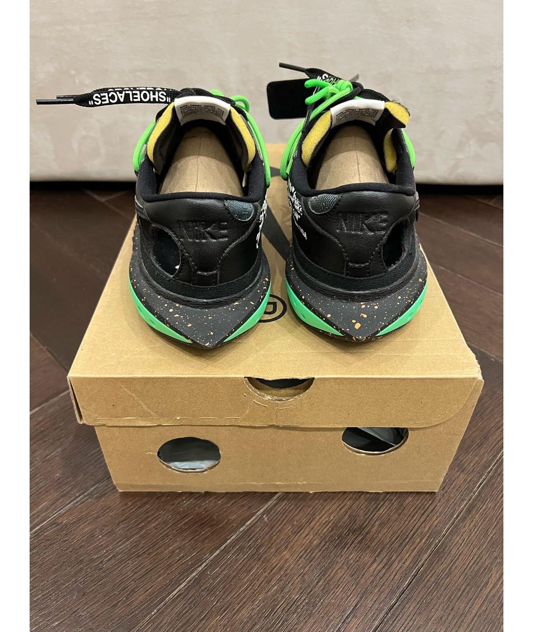NIKE X OFF-WHITE Черные кожаные низкие кроссовки / кеды, фото 4