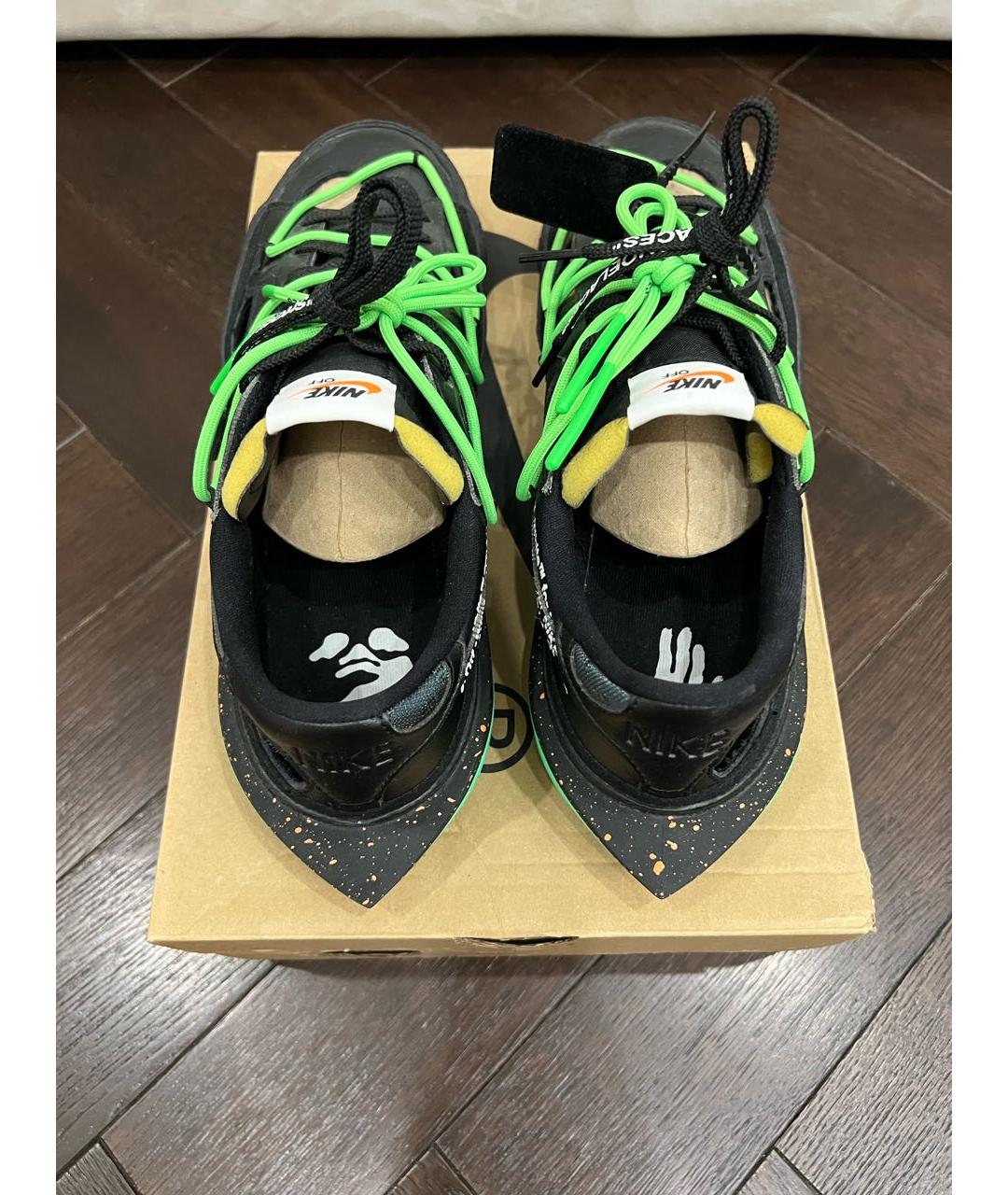 NIKE X OFF-WHITE Черные кожаные низкие кроссовки / кеды, фото 2