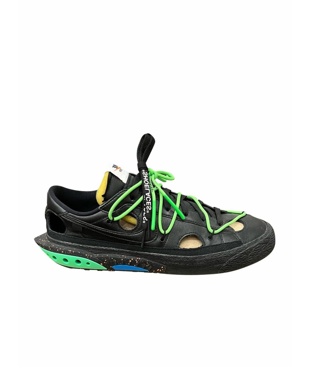 NIKE X OFF-WHITE Черные кожаные низкие кроссовки / кеды, фото 1