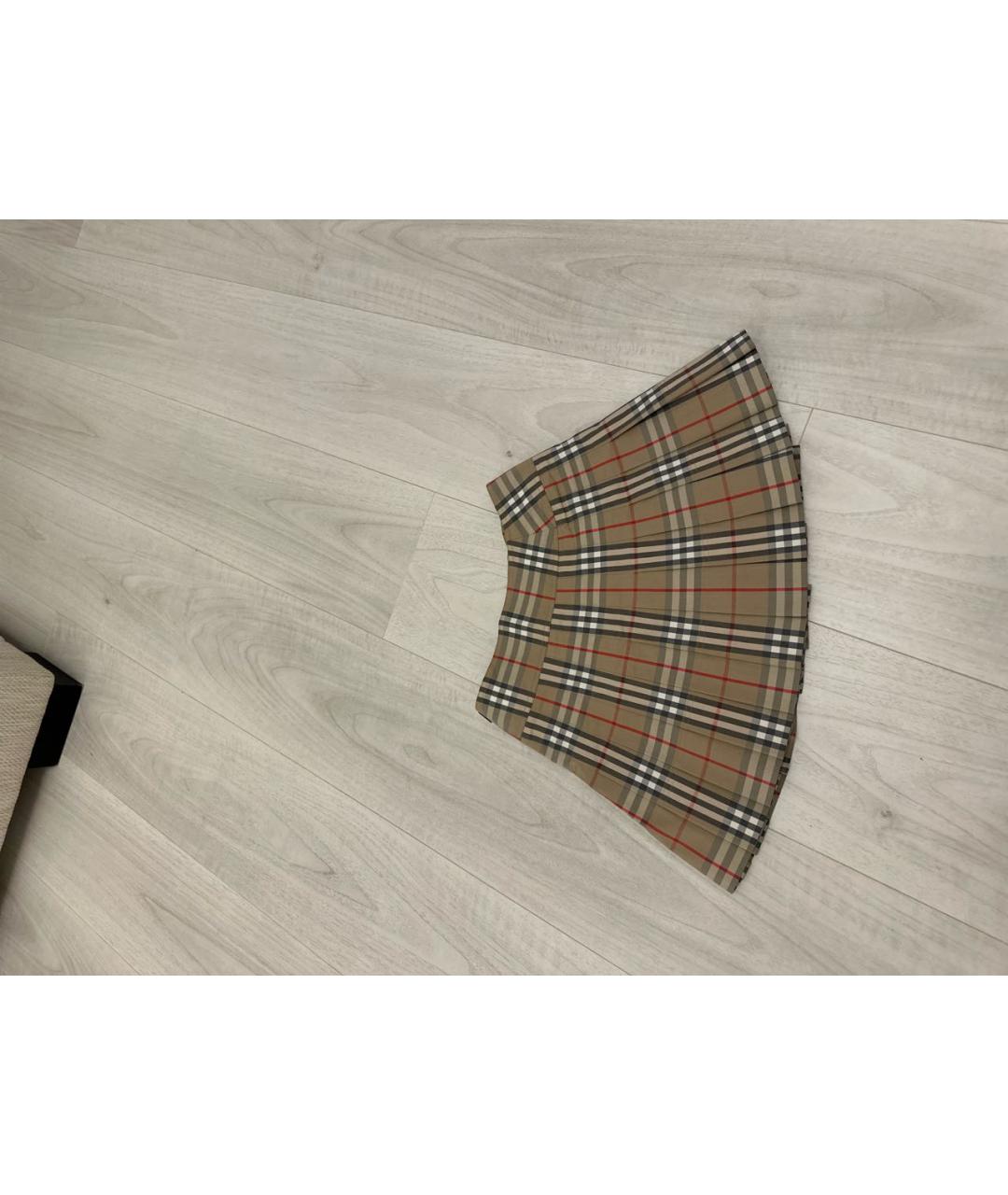 BURBERRY Бежевая хлопковая юбка мини, фото 2