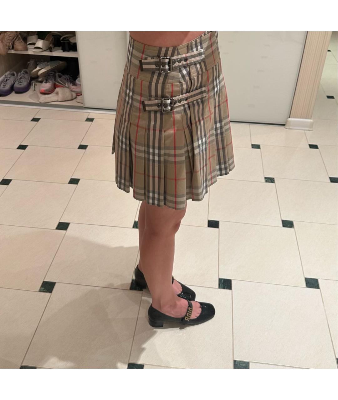BURBERRY Бежевая хлопковая юбка мини, фото 6