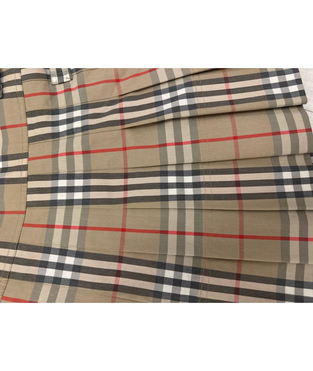 BURBERRY Бежевая хлопковая юбка мини, фото 4