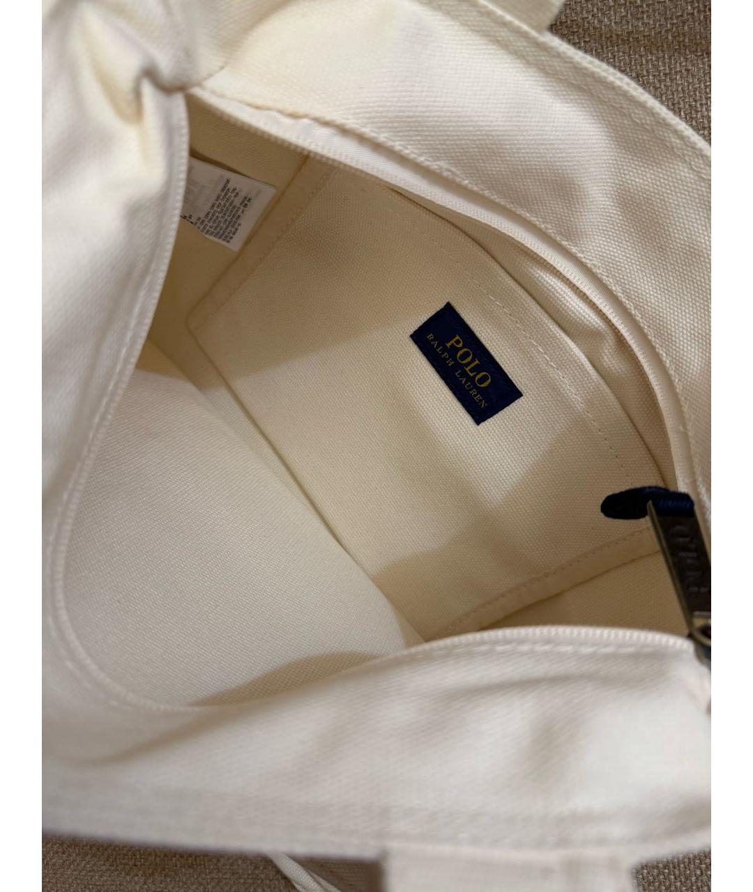 RALPH LAUREN Бежевая хлопковая сумка тоут, фото 4