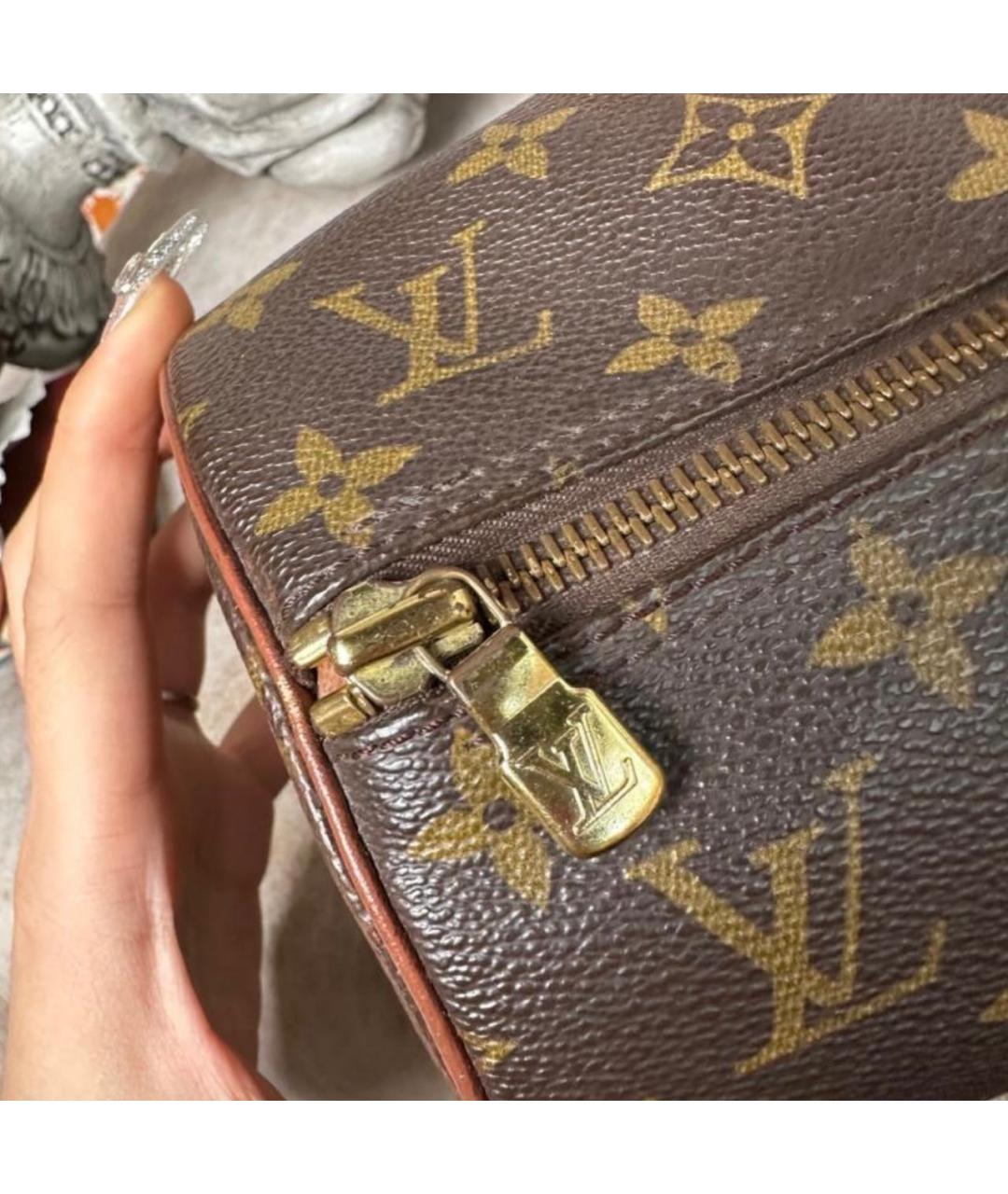 LOUIS VUITTON Коричневая кожаная сумка с короткими ручками, фото 8