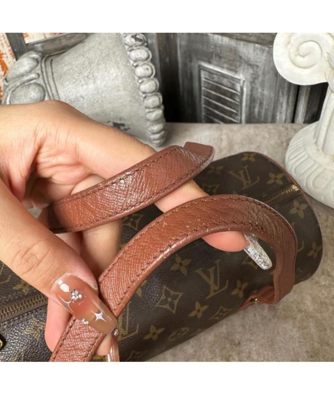 LOUIS VUITTON Коричневая кожаная сумка с короткими ручками, фото 6