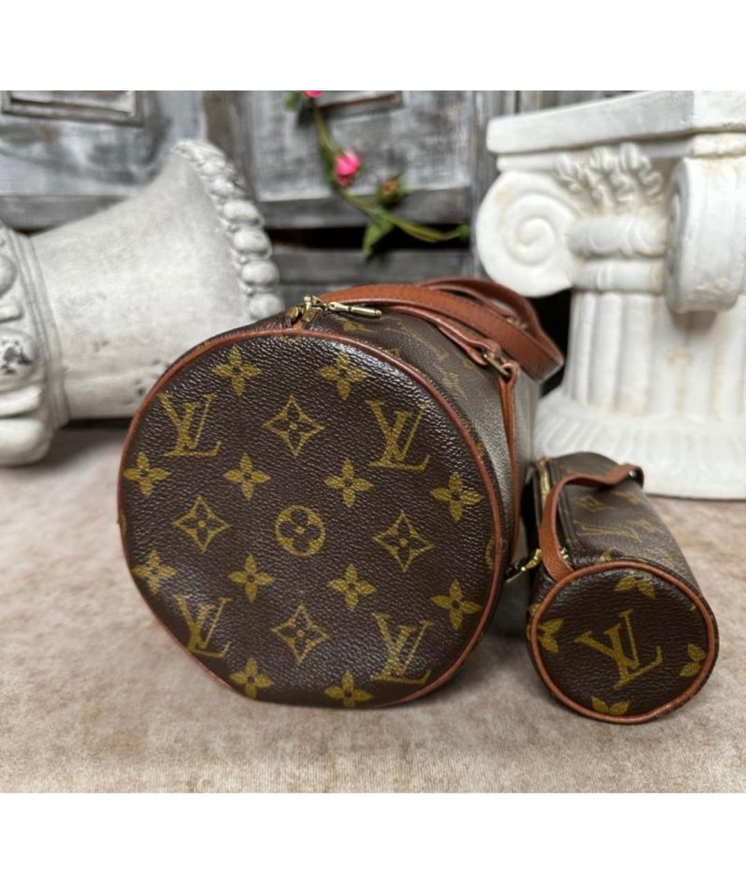 LOUIS VUITTON Коричневая кожаная сумка с короткими ручками, фото 3