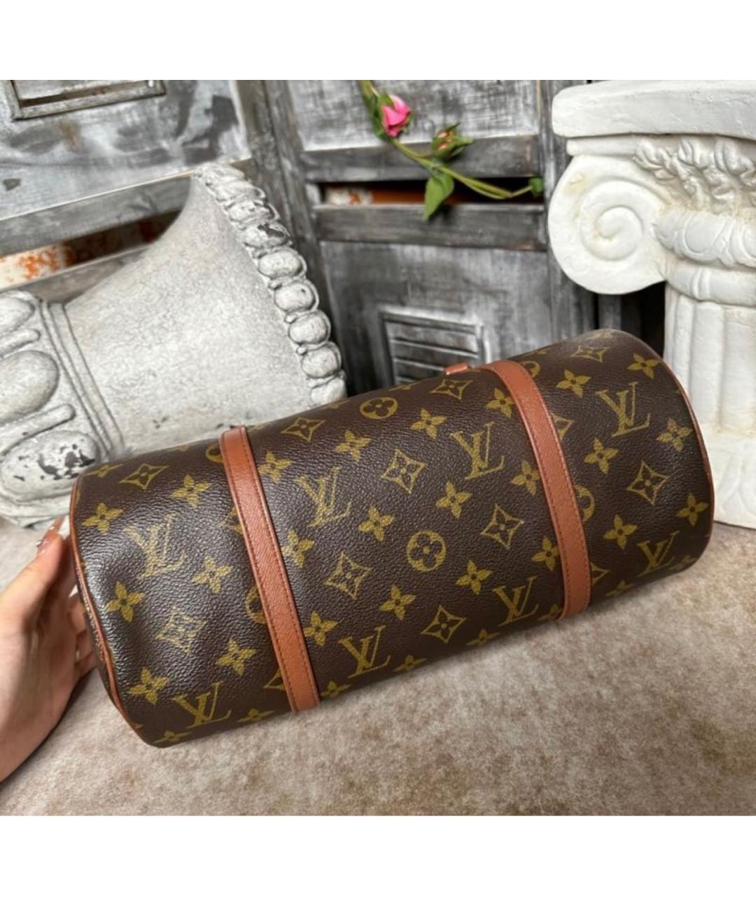 LOUIS VUITTON Коричневая кожаная сумка с короткими ручками, фото 4