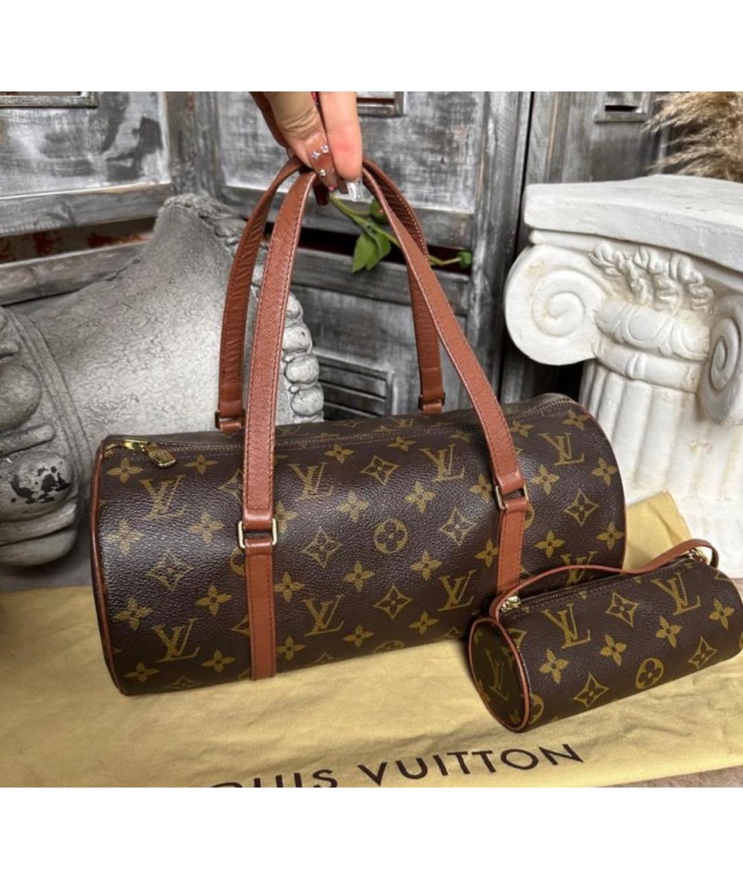 LOUIS VUITTON Коричневая кожаная сумка с короткими ручками, фото 2