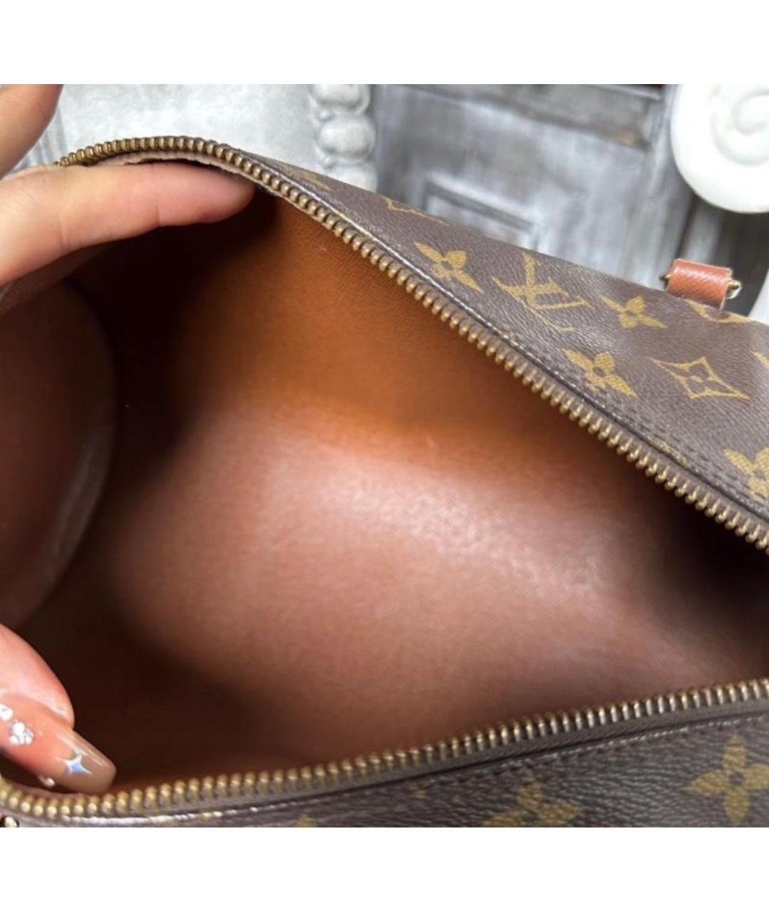 LOUIS VUITTON Коричневая кожаная сумка с короткими ручками, фото 7