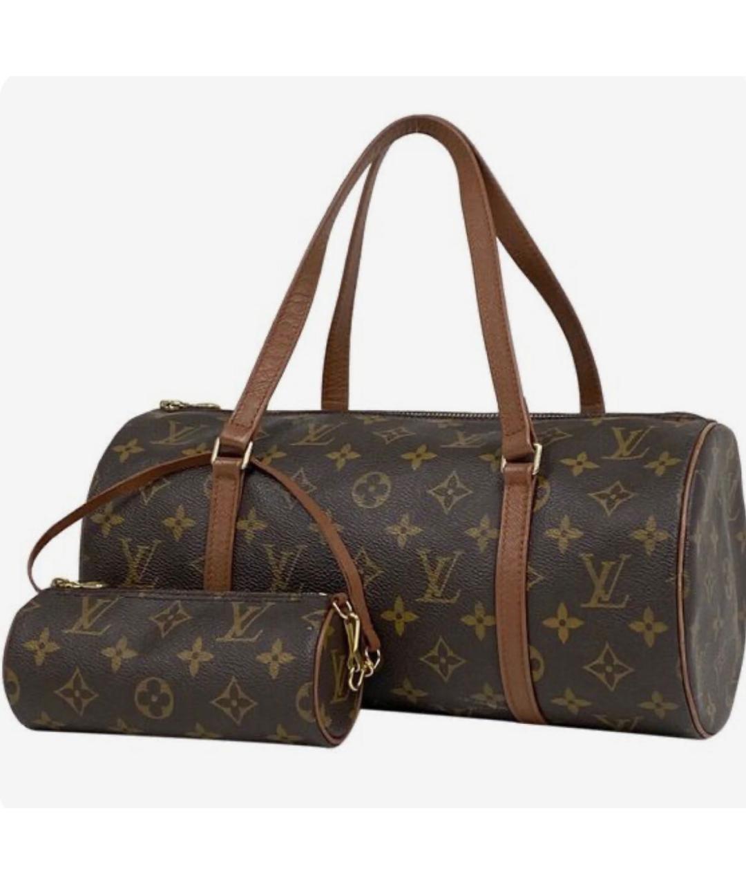 LOUIS VUITTON Коричневая кожаная сумка с короткими ручками, фото 9