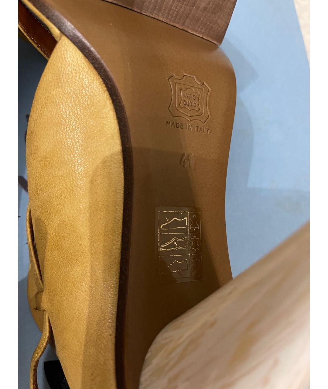 LANVIN Желтые кожаные босоножки, фото 8
