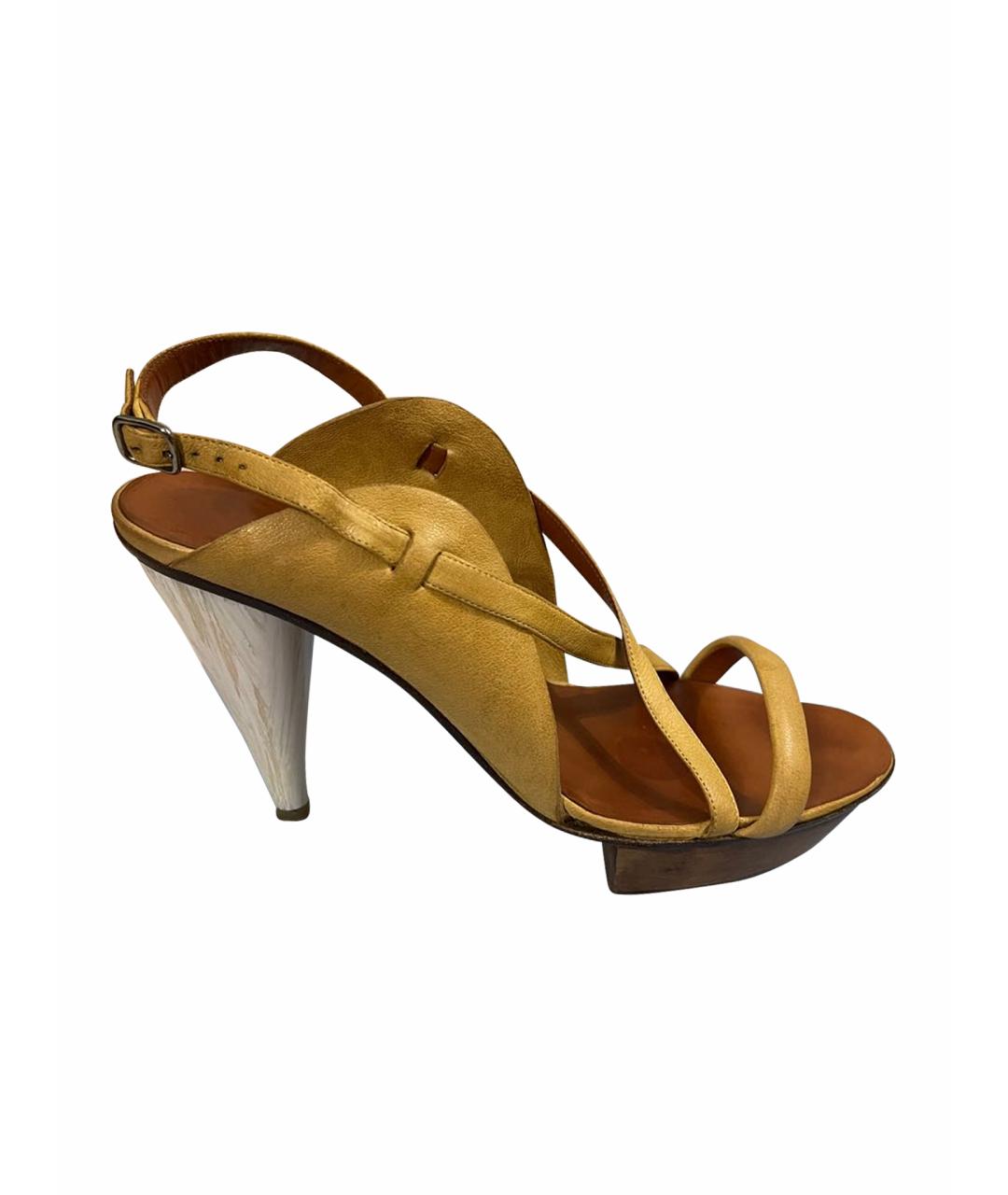 LANVIN Желтые кожаные босоножки, фото 1