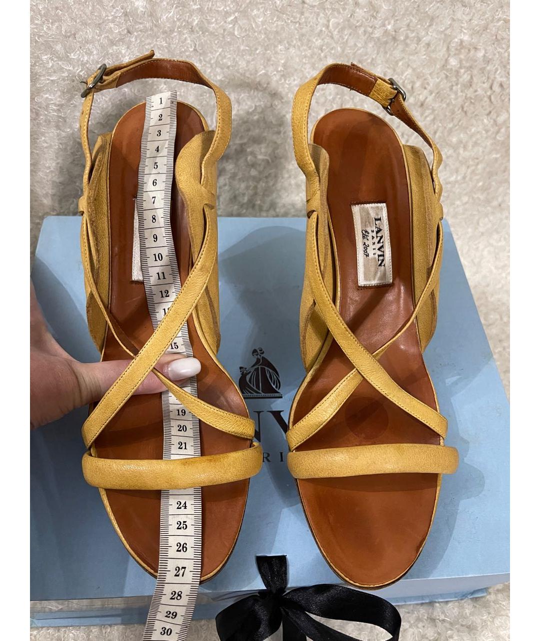 LANVIN Желтые кожаные босоножки, фото 5