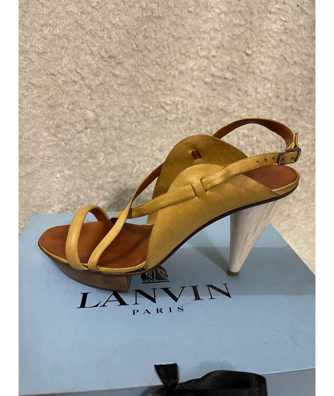 LANVIN Желтые кожаные босоножки, фото 9