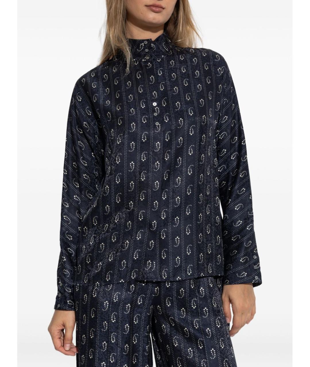 TORY BURCH Темно-синяя шелковая рубашка, фото 2