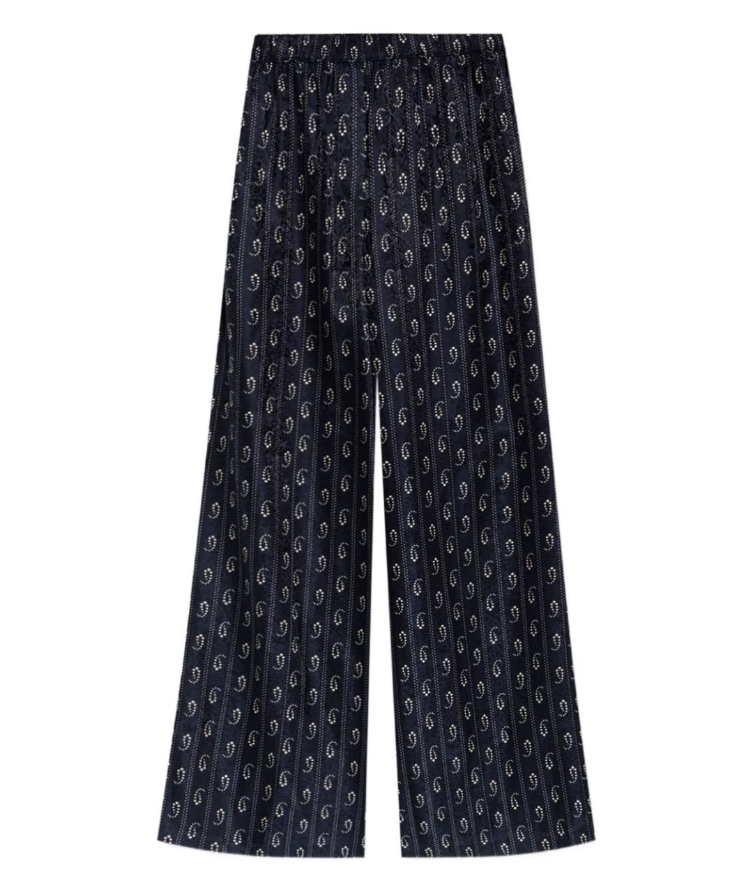 TORY BURCH Темно-синие шелковые прямые брюки, фото 1
