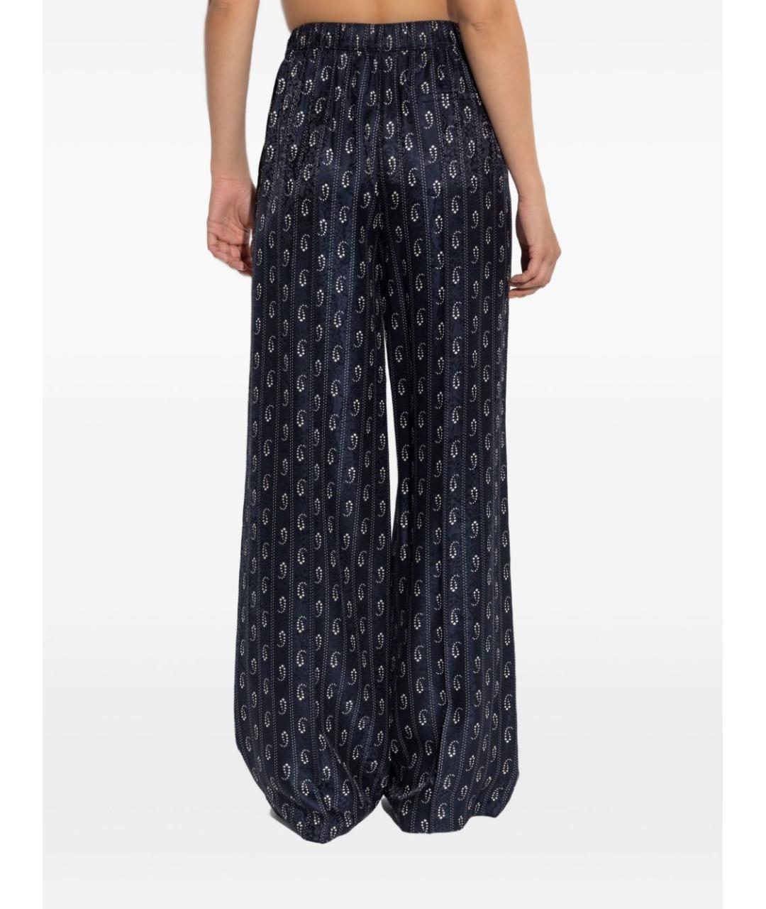 TORY BURCH Темно-синие шелковые прямые брюки, фото 3